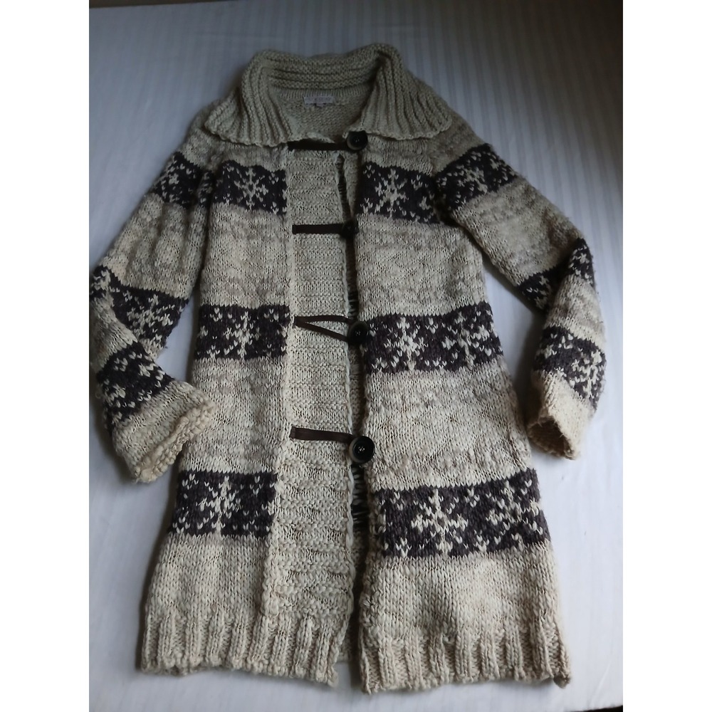 Cocogio Sweater Large Chunky Knit Cardigan Alpaca Wool Toggle Cozy Shawl Italy